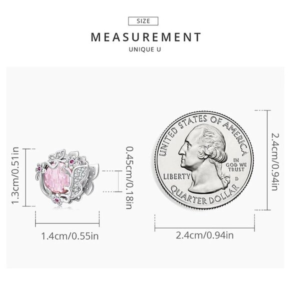 Sterling Silver Cubic Zirconia Butterfly Flower Garden Charm - Picture 6 of 6